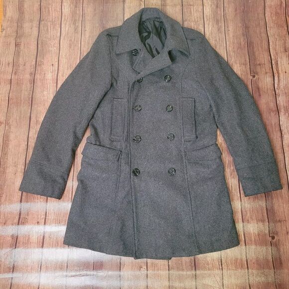 French Connection Jackets & Blazers - French Connection Pea Coat Womens S Gray Double Breasted Wool Blend Button Front